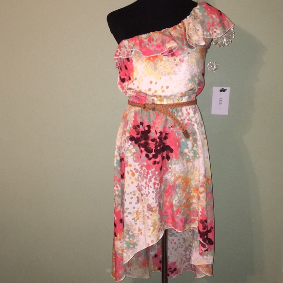 My Michelle Dresses & Skirts - Cheery multi colored one shoulder dress.